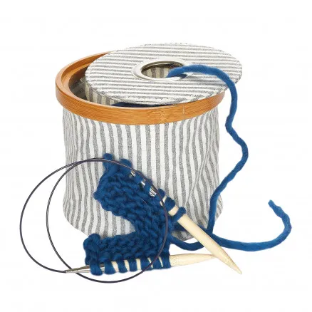 Prym Garnbolle Canvas Stoff Lys grå/Hvit 16cm Ø13,5cm
