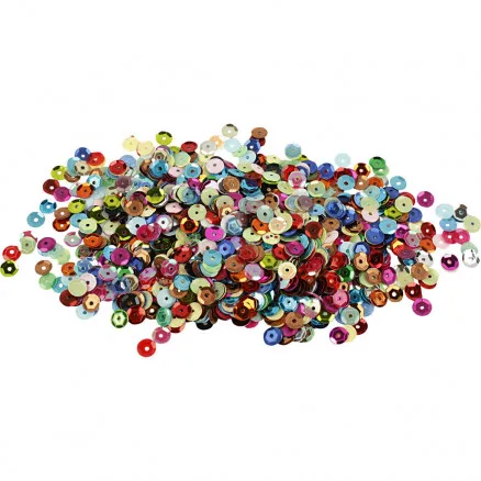 Paljetter, diam. 6 mm, runde, 100g